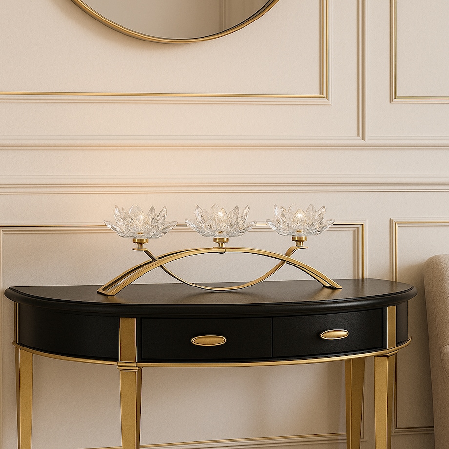 Potrójny kwiatowy świecznik ze szkła kryształowego flotri