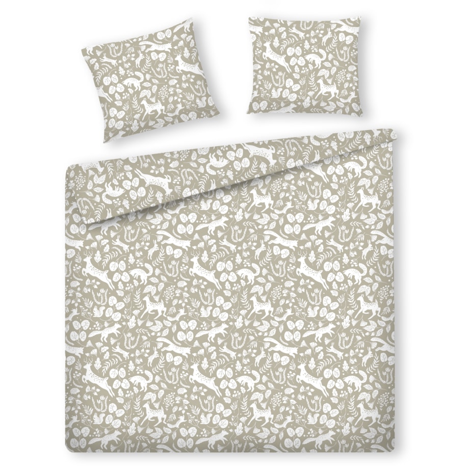 Pościel z bawełny satynowej Misne 200x220 cm z motywem zwierząt leśnych