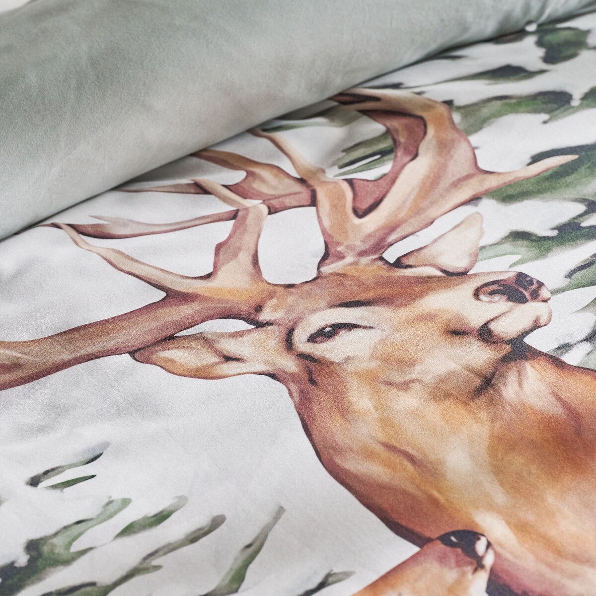 Pościel z bawełny satynowej Hivrosi 200x220 cm z motywem zwierząt leśnych
