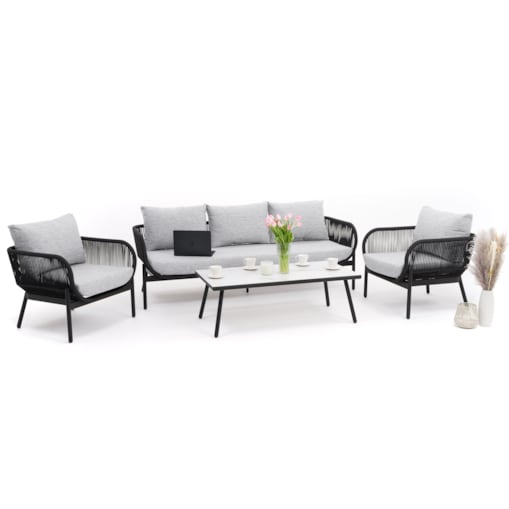 Zestaw mebli ogród taras nowoczesne aluminiowe BELIZE LUX biało szare