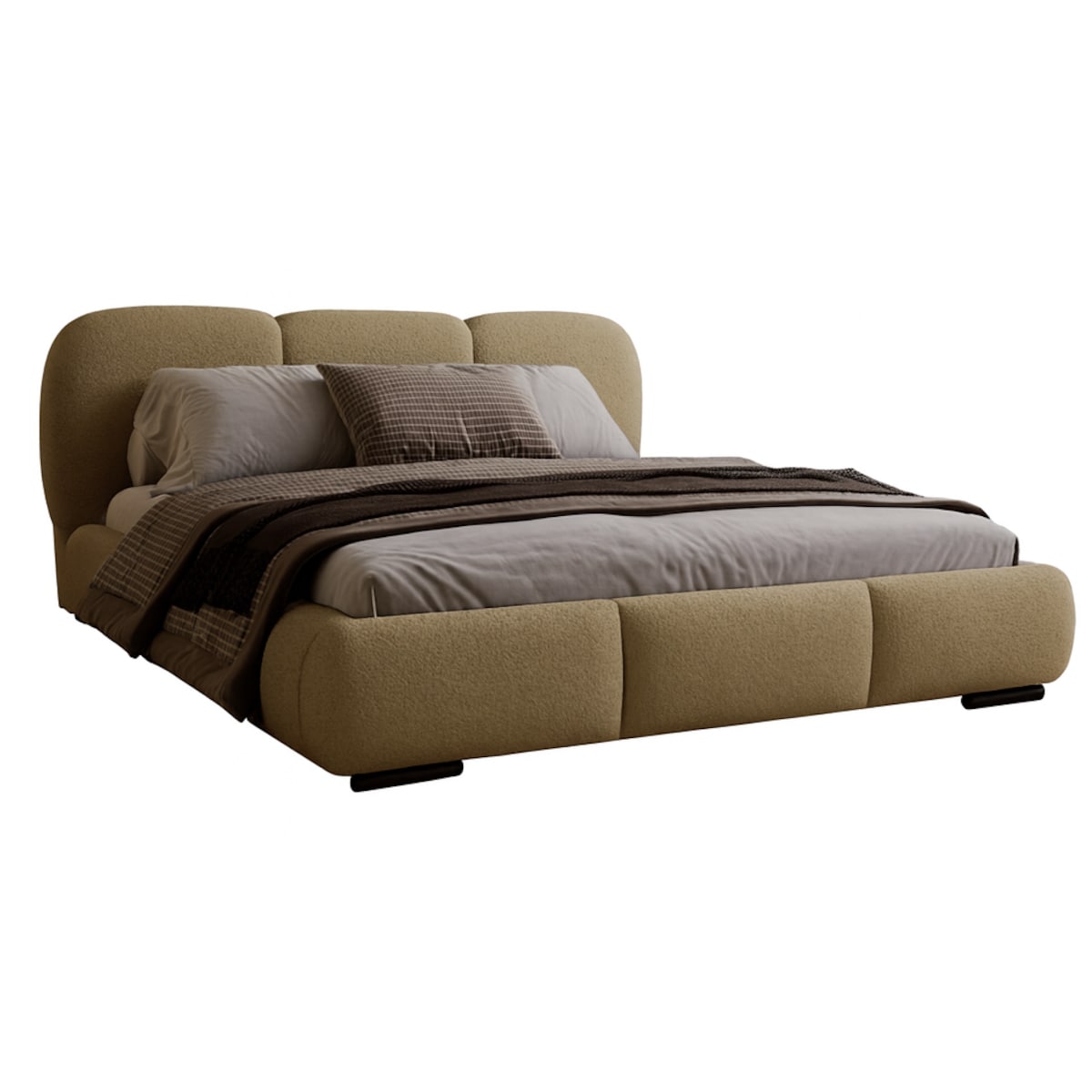 Łóżko tapicerowane 200x200 ROZA z pojemnikiem na pościel, ciemnobeżowe