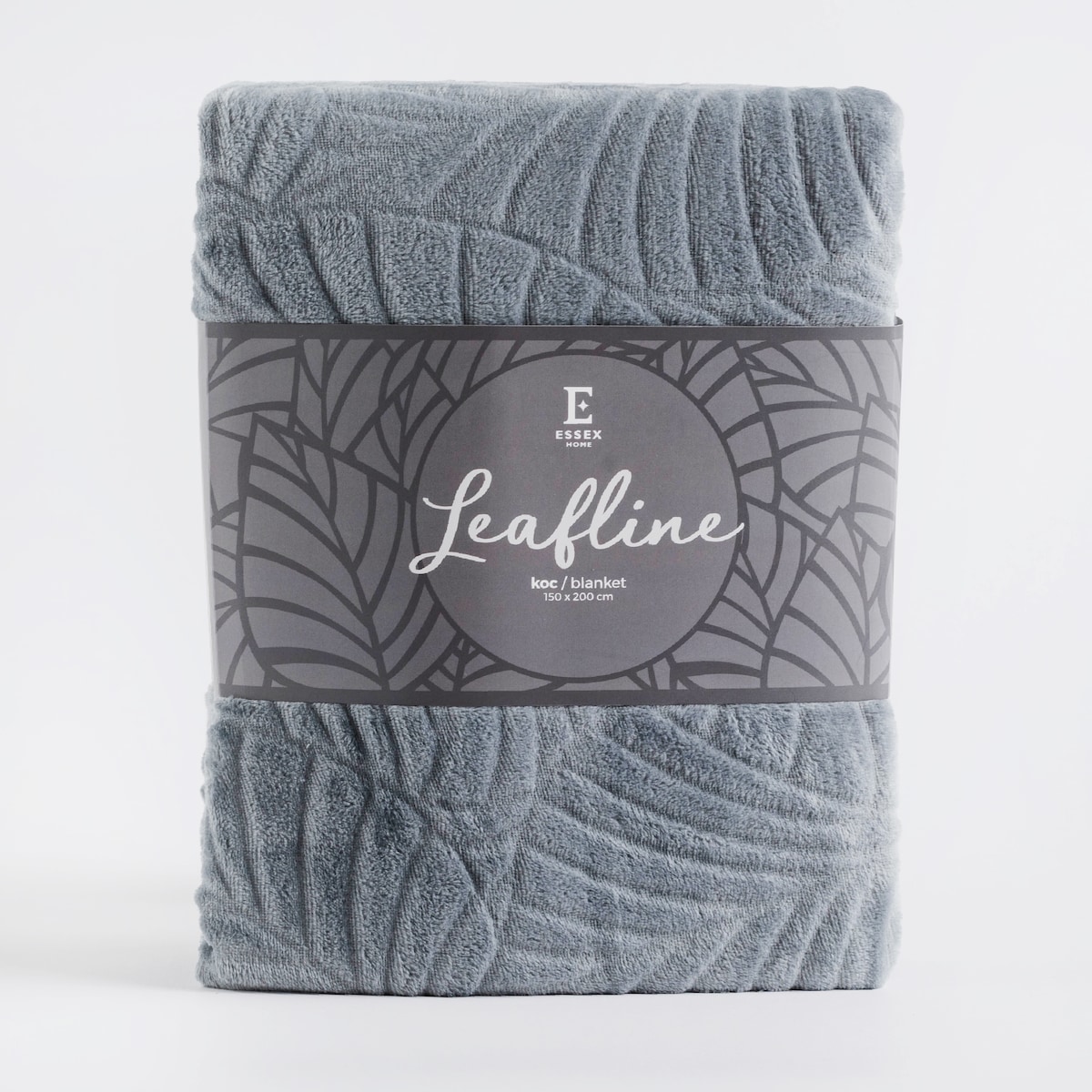 Jednokolorowy koc z wytłoczonym wzorem Leafline 150x200 cm