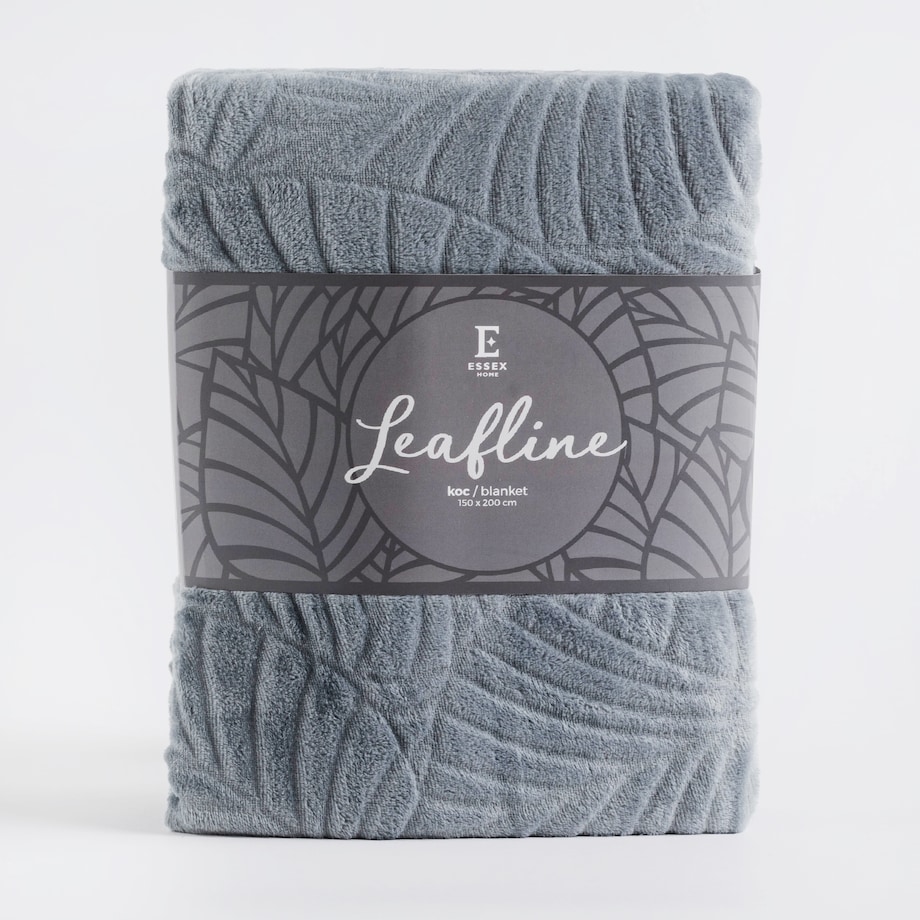 Jednokolorowy koc z wytłoczonym wzorem Leafline 150x200 cm