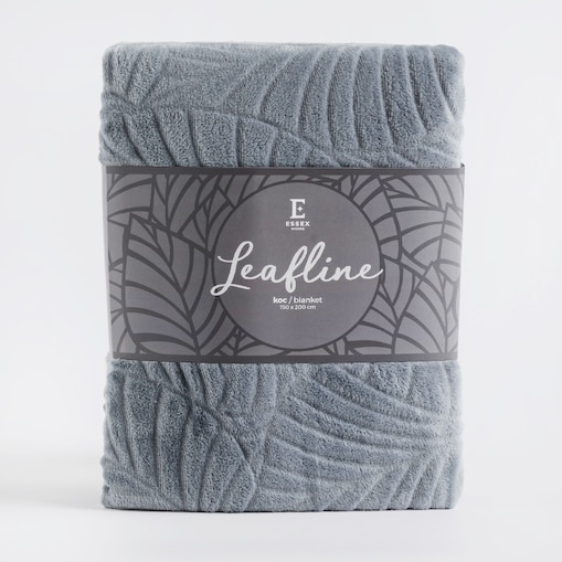 Jednokolorowy koc z wytłoczonym wzorem Leafline 150x200 cm