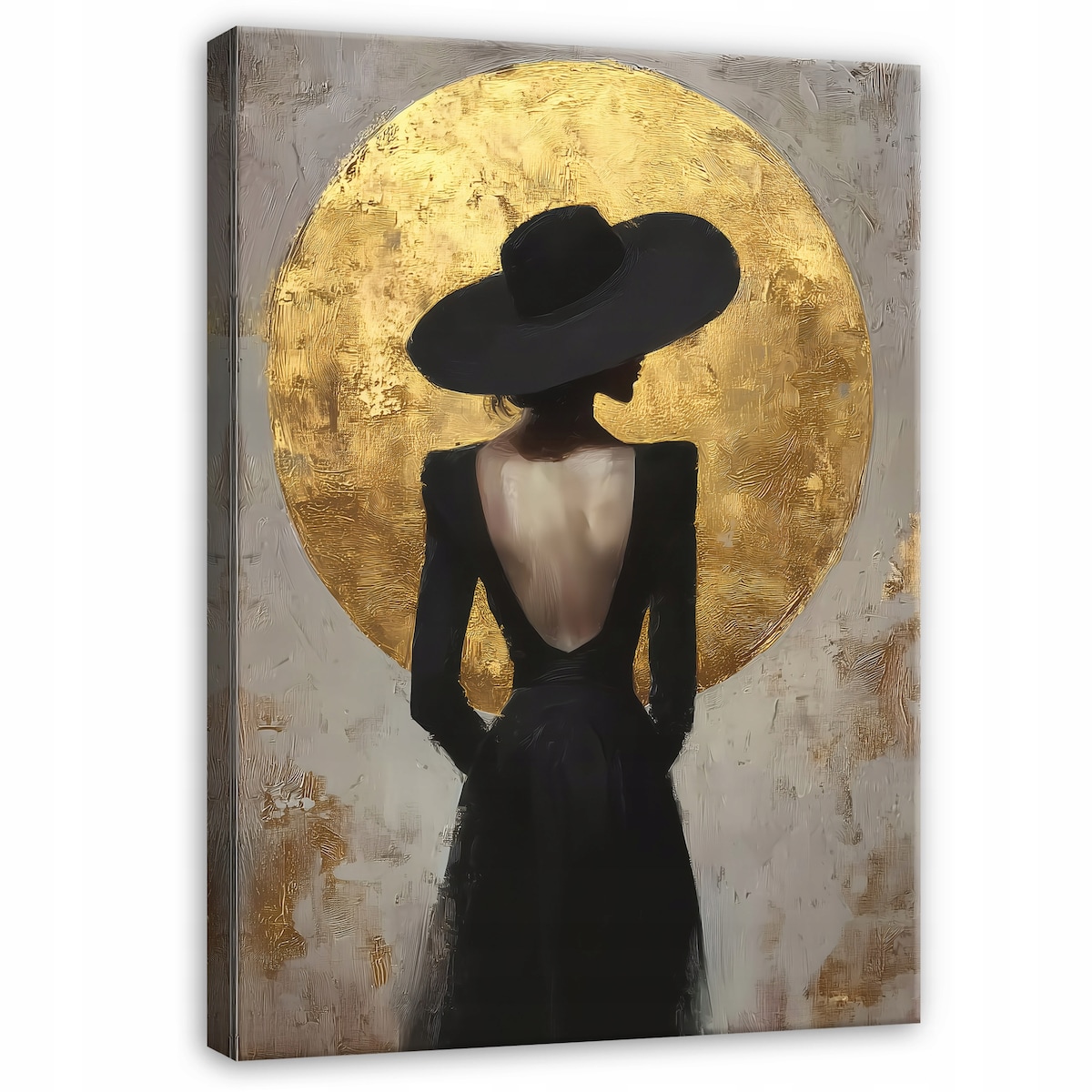 OBRAZ KOBIETA W KAPELUSZU ABSTRAKCJA DO SYPIALNI SALONU NA PŁÓTNIE 120x80