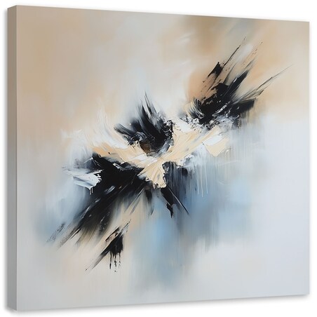 Feeby Obraz do salonu sypialni, Abstrakcja beżowy czarny jak malowany 40x40