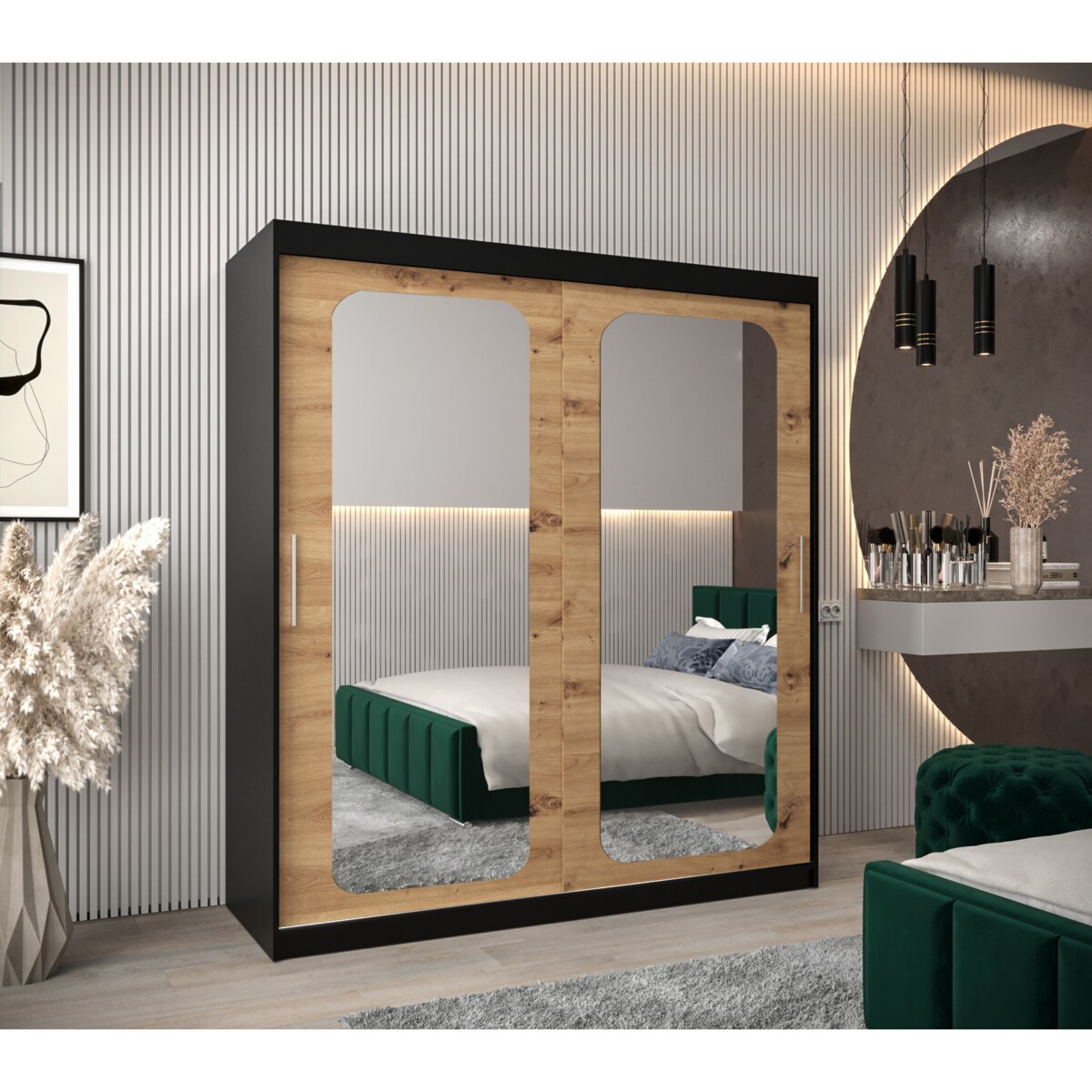 Szafa przesuwna Garderoba PROMO T3 180 czarny/artisan