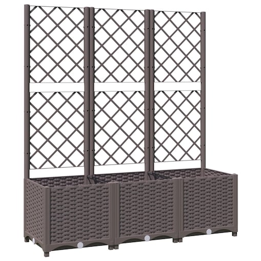 vidaXL Donica ogrodowa z kratką brązowa 120x40x136 cm PP