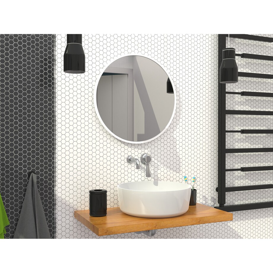 Lustro okrągłe - białe - 70 cm