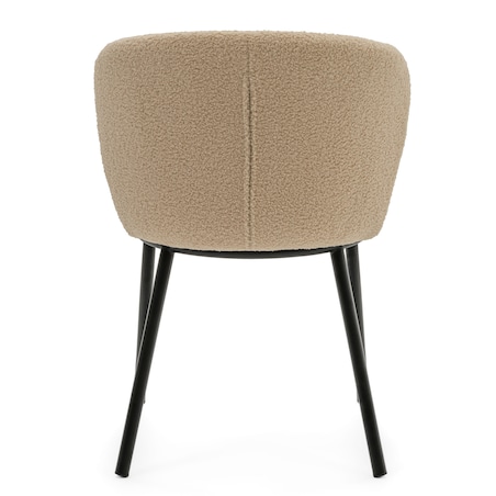 KRZESŁO TAPICEROWANE DO SALONU GLAMOUR TKANINA BOUCLE TEDDY BEŻOWE BARI