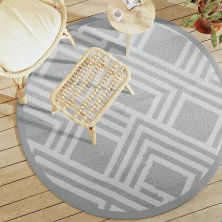 vidaXL Dywan na zewnątrz, ARAKIL szary, Ø160 cm, PP