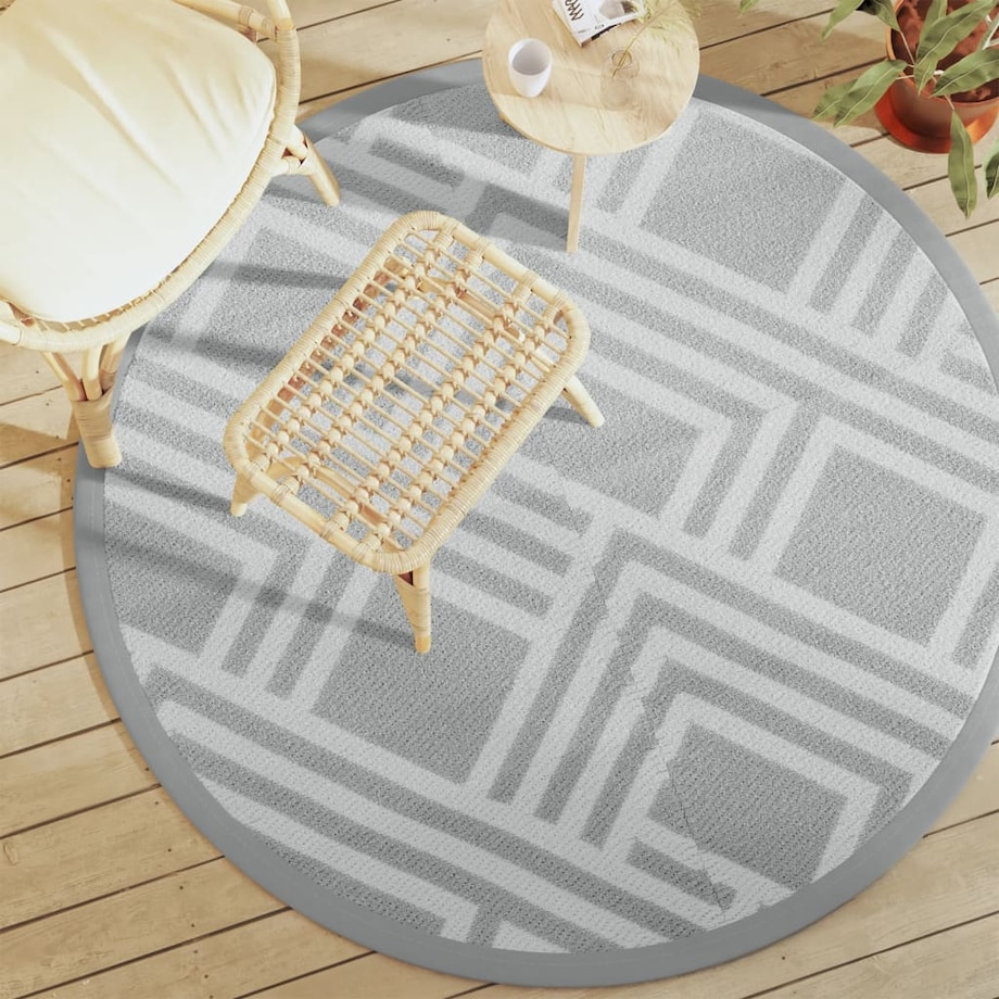 vidaXL Dywan na zewnątrz, ARAKIL szary, Ø160 cm, PP