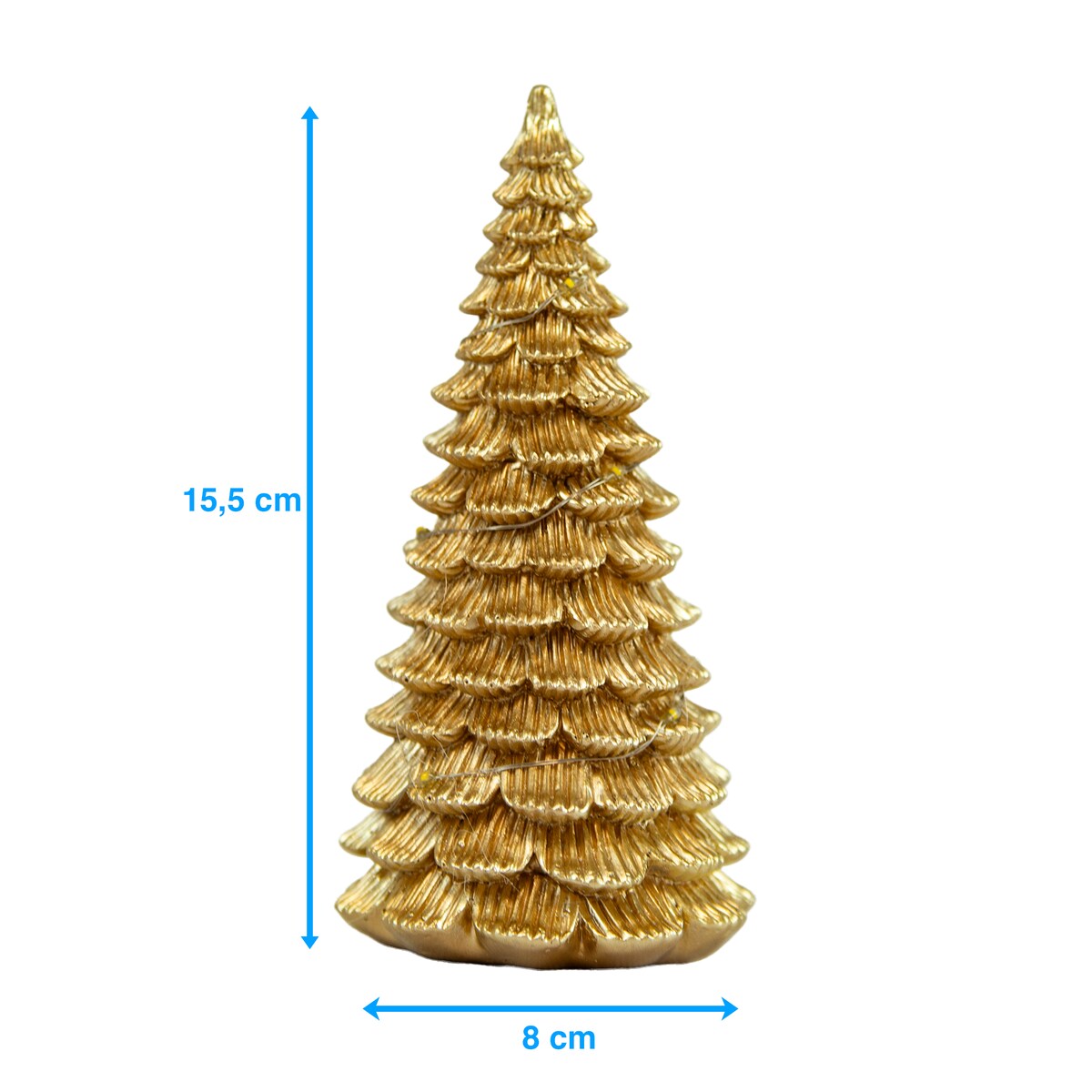 Choinka Led Złota Świecąca Figurka 15,5 Cm Ozdobna Dekoracja Świąteczna Na Baterie
