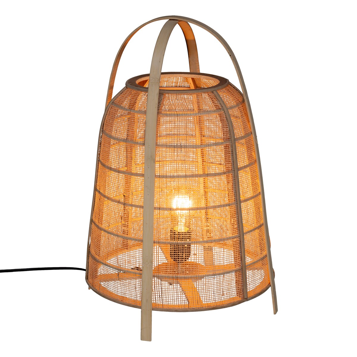 Lampka nocna w kształcie lampionu CARMEN, bambusowy klosz, wys. 49 cm