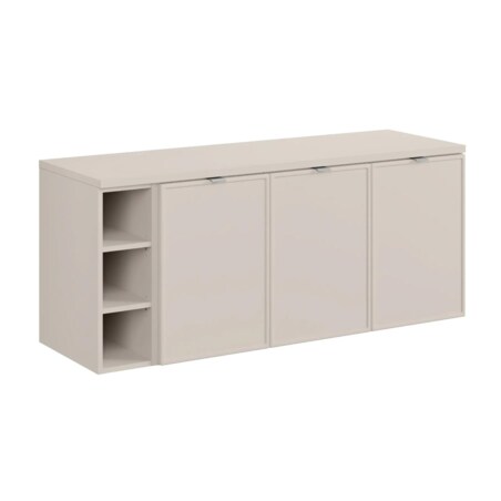 Szafka pod umywalkę nablatową BELLA CASHMERE 120cm kaszmirowa - zestaw 140 cm z regałem i blatem