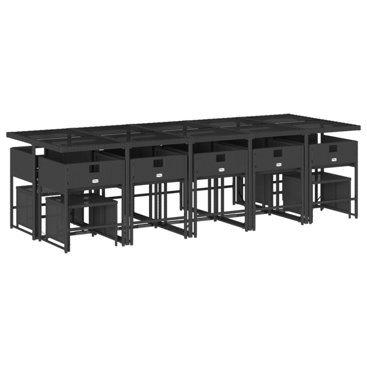 vidaXL 15-cz. zestaw mebli ogrodowych z poduszkami, czarny, rattan PE