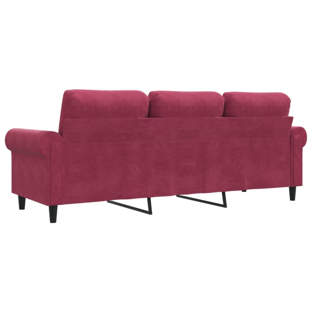 vidaXL Sofa 3-osobowa, winna czerwień, 180 cm, obita aksamitem