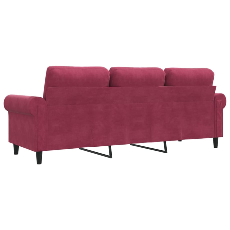 vidaXL Sofa 3-osobowa, winna czerwień, 180 cm, obita aksamitem