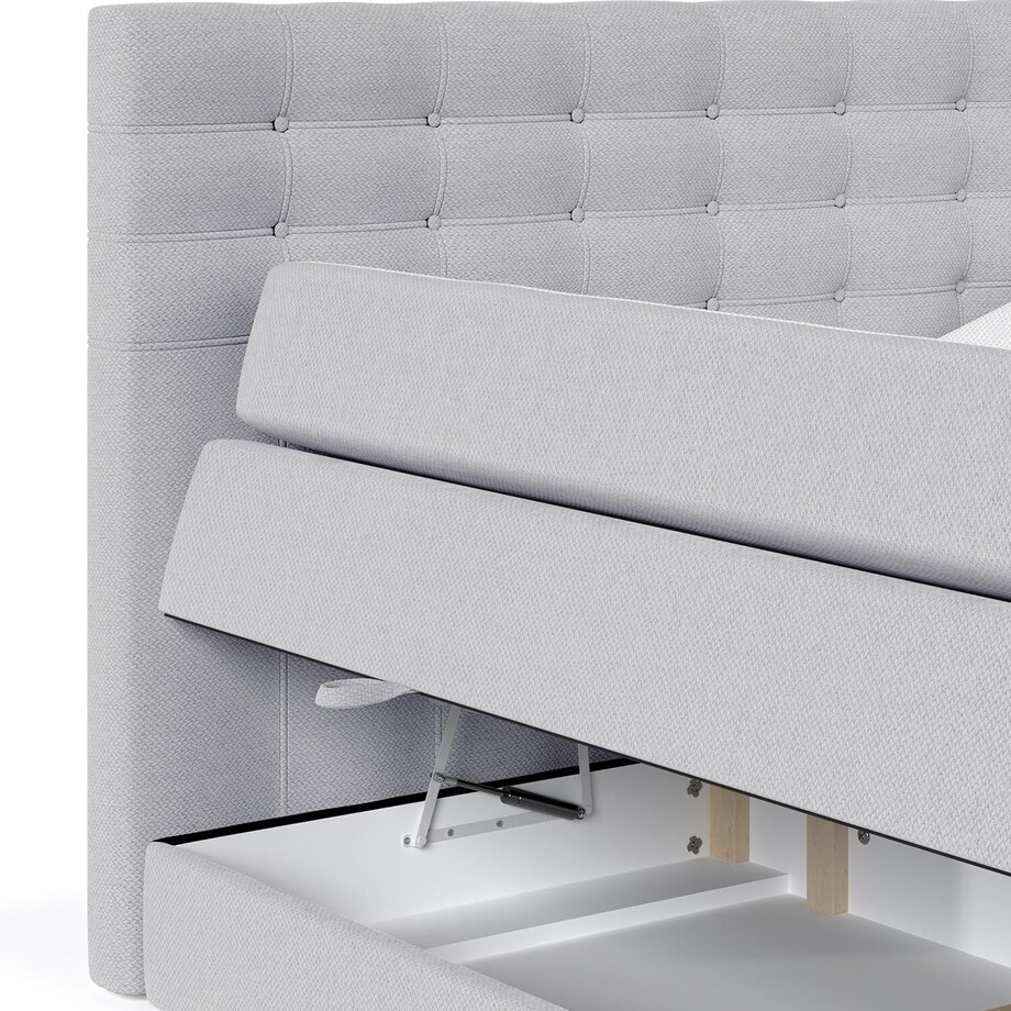 Łóżko kontynentalne STATE 180x200 z pojemnikiem, Jasny Szary, tkanina Megan 364