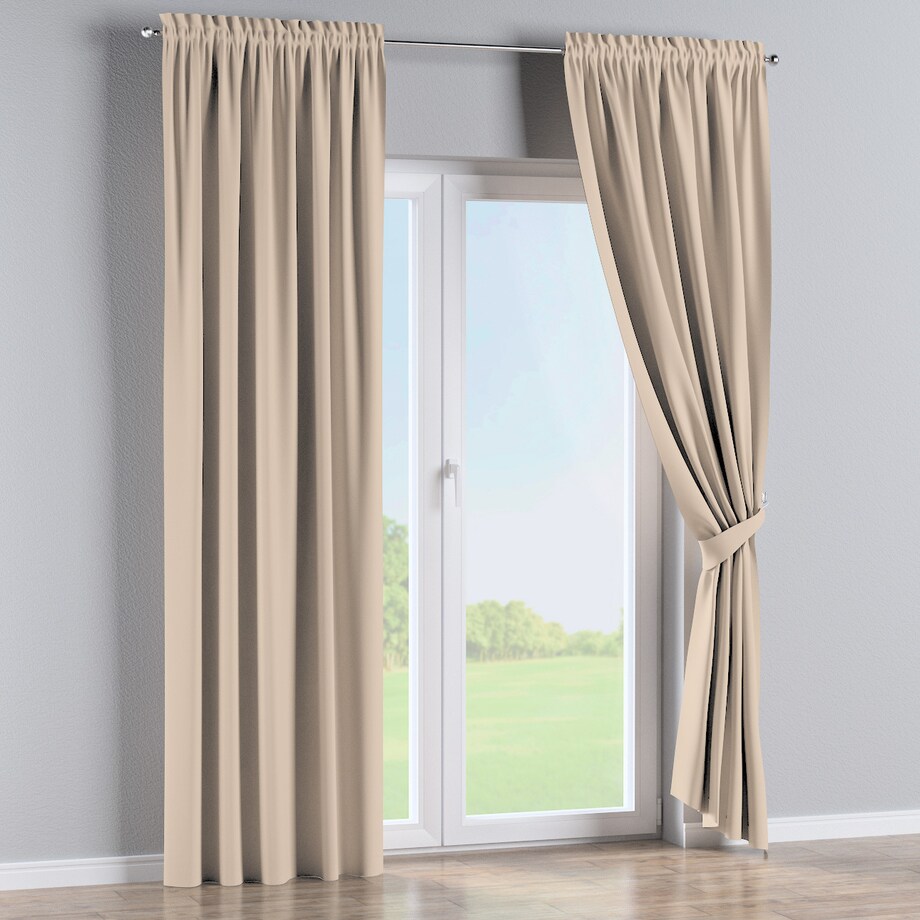 Zasłona na kanale z grzywką 1 szt. 130x260 kremowy beż