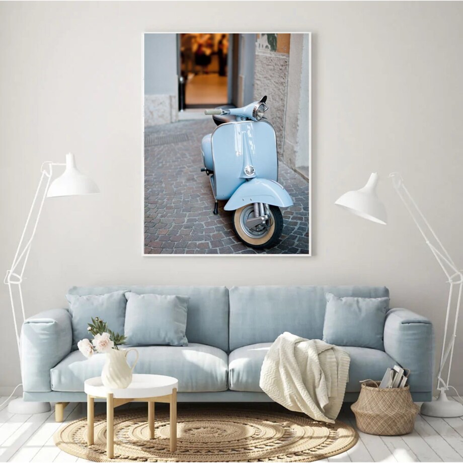 Poster Story, Plakat, Obraz - Niebieska Vespa, wymiary 21 x 30 cm