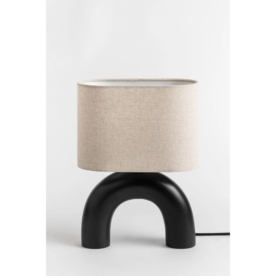 Lampa stołowa ceramiczna, czarna, Finley, 36x26 cm