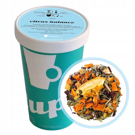 Herbata ziołowa cytrusowa CITRUS BALANCE liście eukaliptusa burak 130g - herbata liściasta sypana mieszanka napar susz