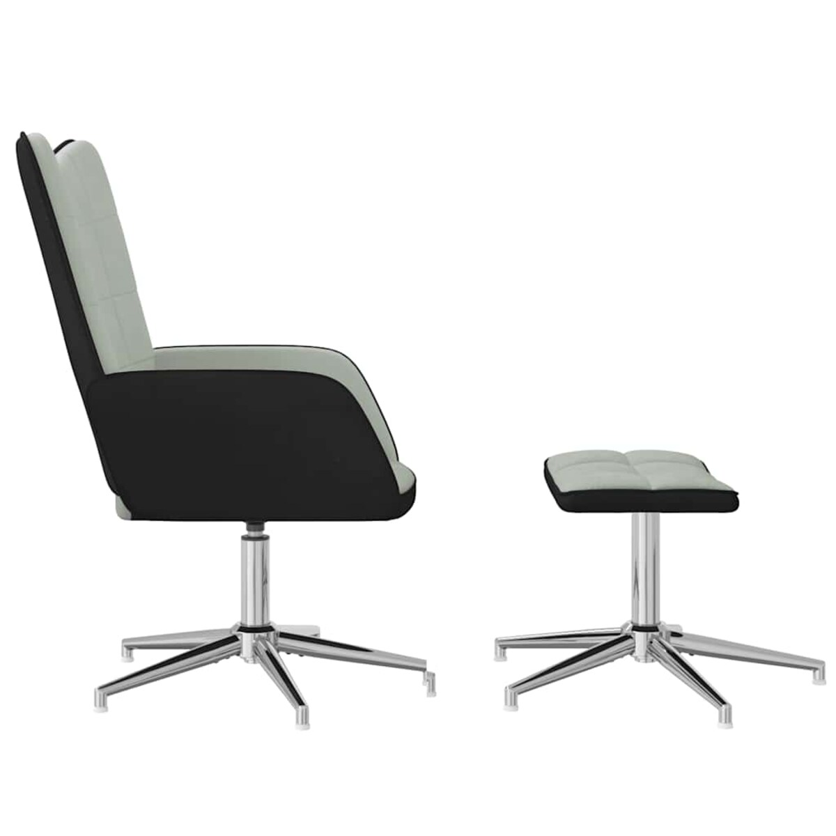 vidaXL Fotel z podnóżkiem, jasnoszary, aksamit i PVC