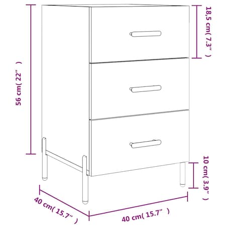 vidaXL Szafka nocna, biała, 40x40x66 cm, materiał drewnopochodny