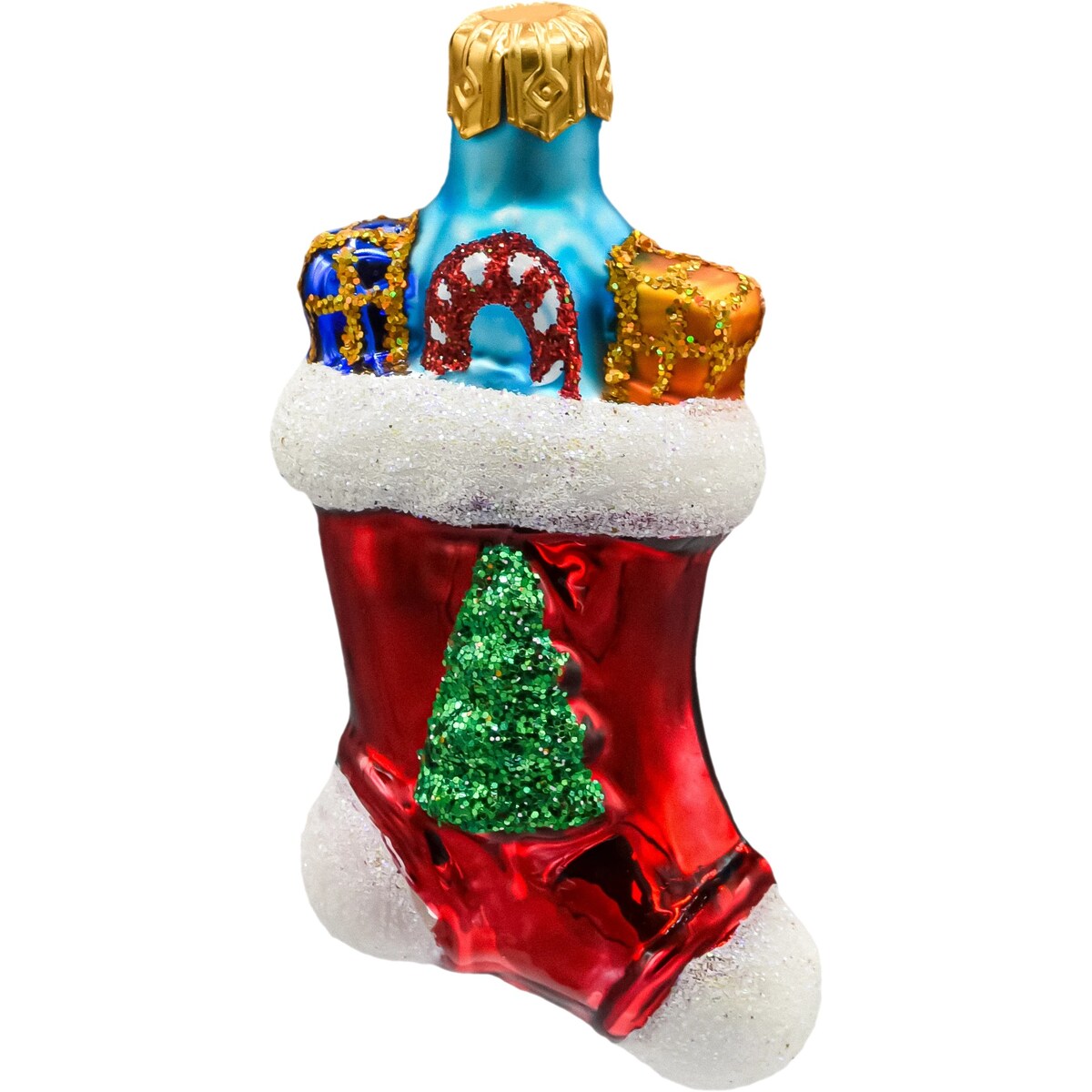 Bombka choinkowa: Świąteczna skarpeta z prezentami