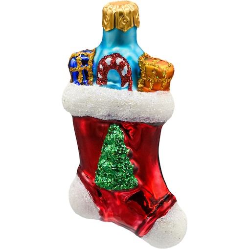 Bombka choinkowa: Świąteczna skarpeta z prezentami