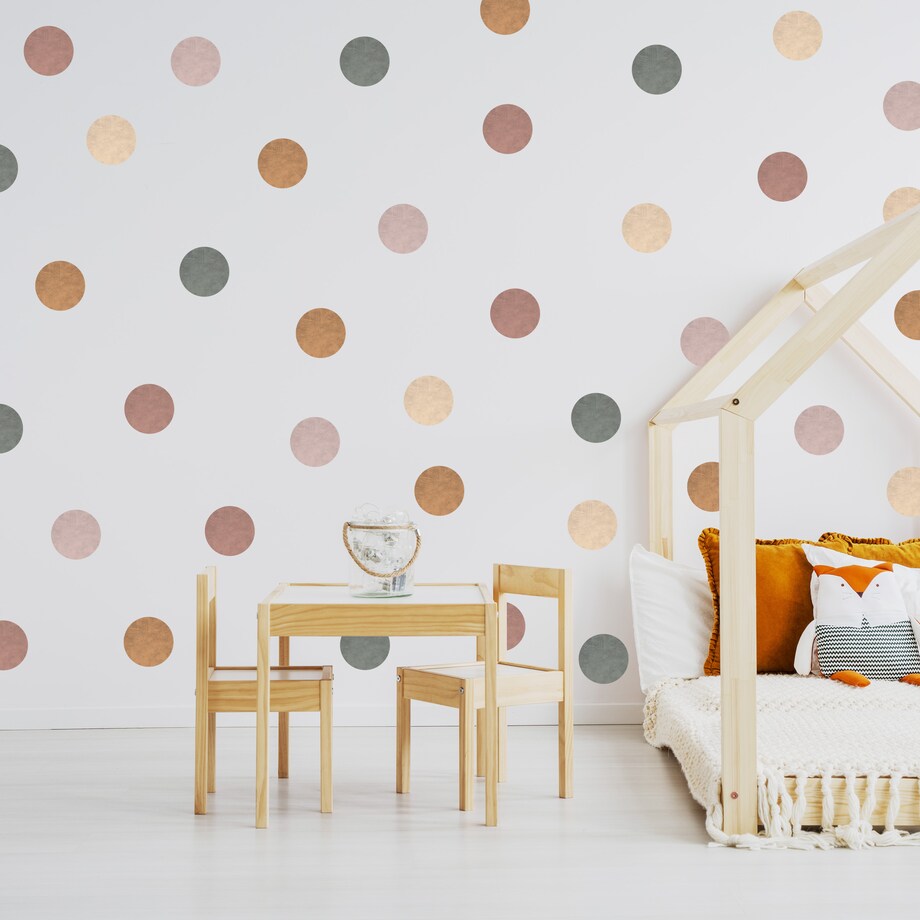 Naklejki Na Ścianę Dla Dzieci KROPKI Grochy Styl Boho Zestaw 50 szt.
