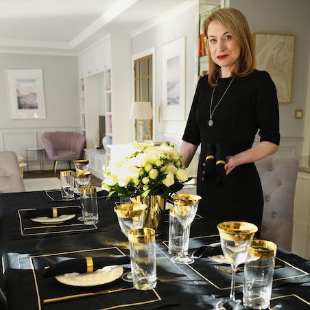 Lniane Podkładki Royal Black Goldenline – komplet 6 szt.