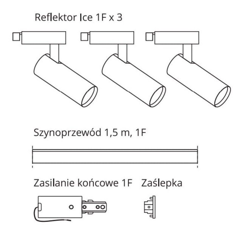 System szynowy ICE LP-732 3W WH SET Light Prestige metalowa OPRAWA zestaw listwa z reflektorkami biała