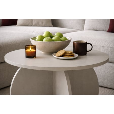 Stolik Kawowy YAPANDI Kaszmir 70 cm Okrągły Japandi Nowoczesny Do Salonu