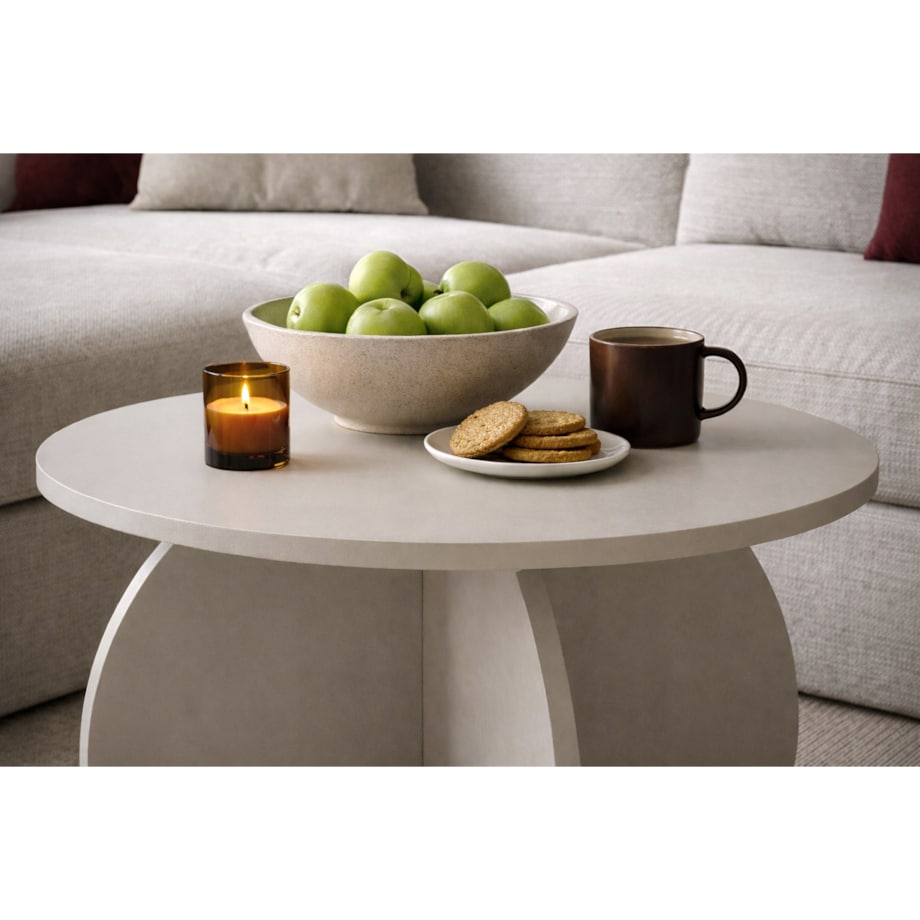 Stolik Kawowy YAPANDI Kaszmir 70 cm Okrągły Japandi Nowoczesny Do Salonu