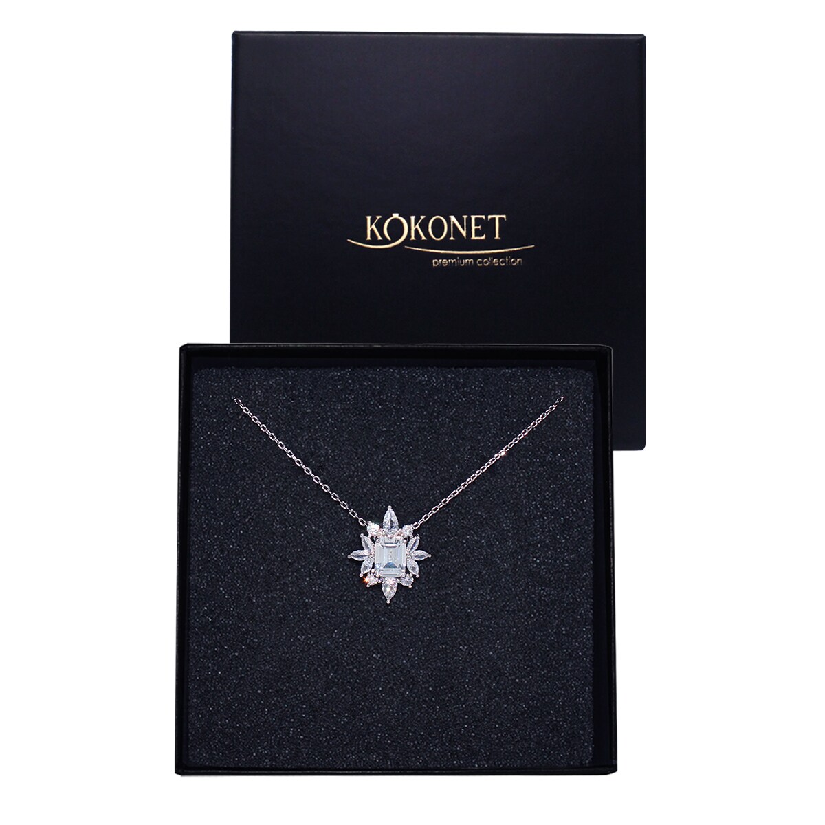 Srebrny naszyjnik z rozetą aplikacja zawieszka elegancka biżuteria PREZENT