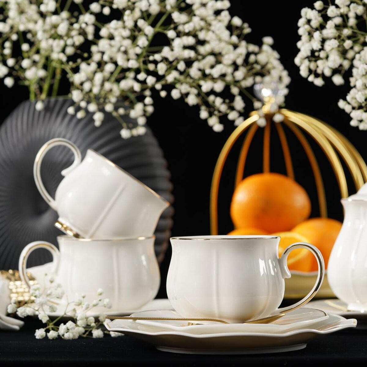 VILLA ITALIA Filiżanka porcelanowa 200 ml ze spodkiem SANDRINE