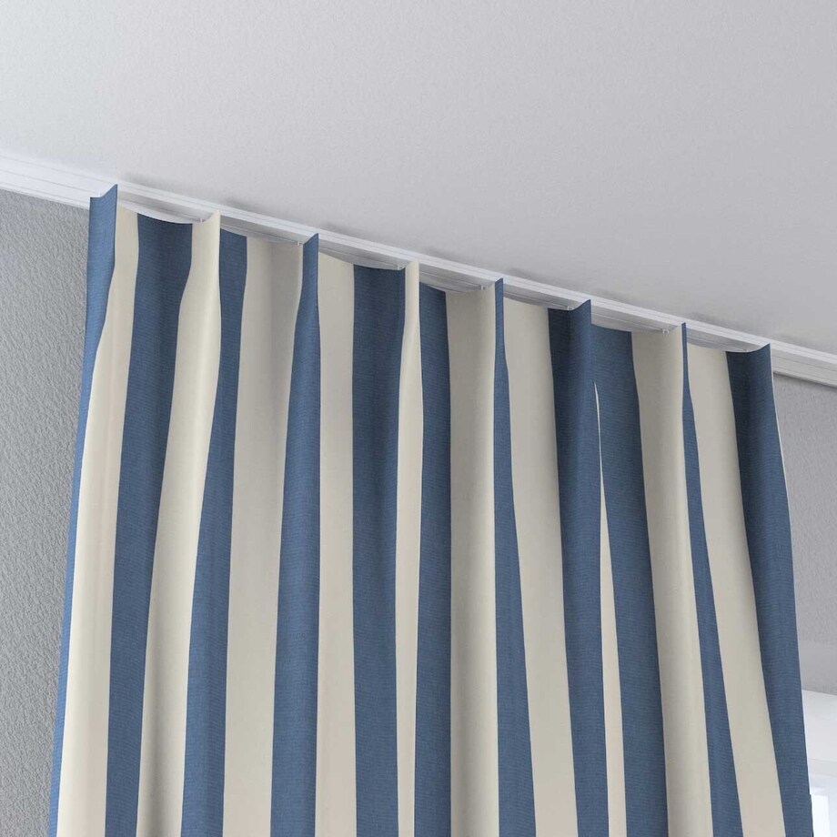 Zasłona na haczykach flex pojedynczych 130x245 niebiesko-białe pionowe pasy (5,5cm)
