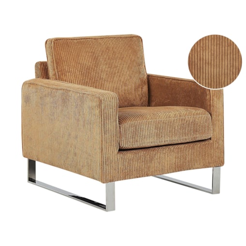 Fotel sztruksowy jasnobrązowy VIND