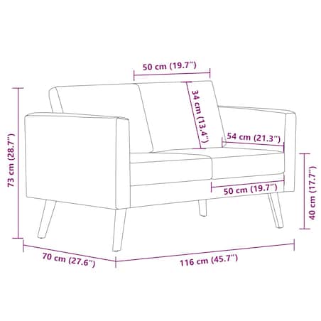 vidaXL Sofa 2-osobowa, materiałowa, jasnoszara