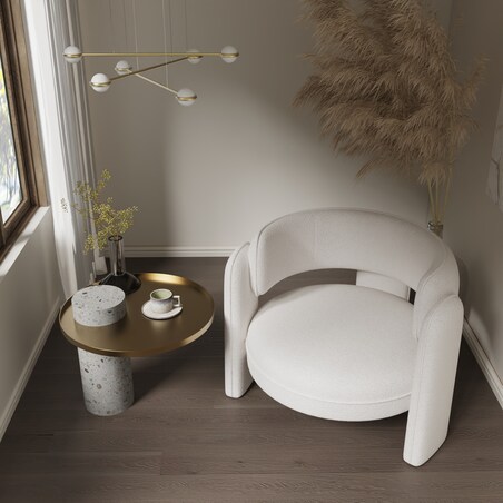 Fotel wypoczynkowy Bouclé kremowy