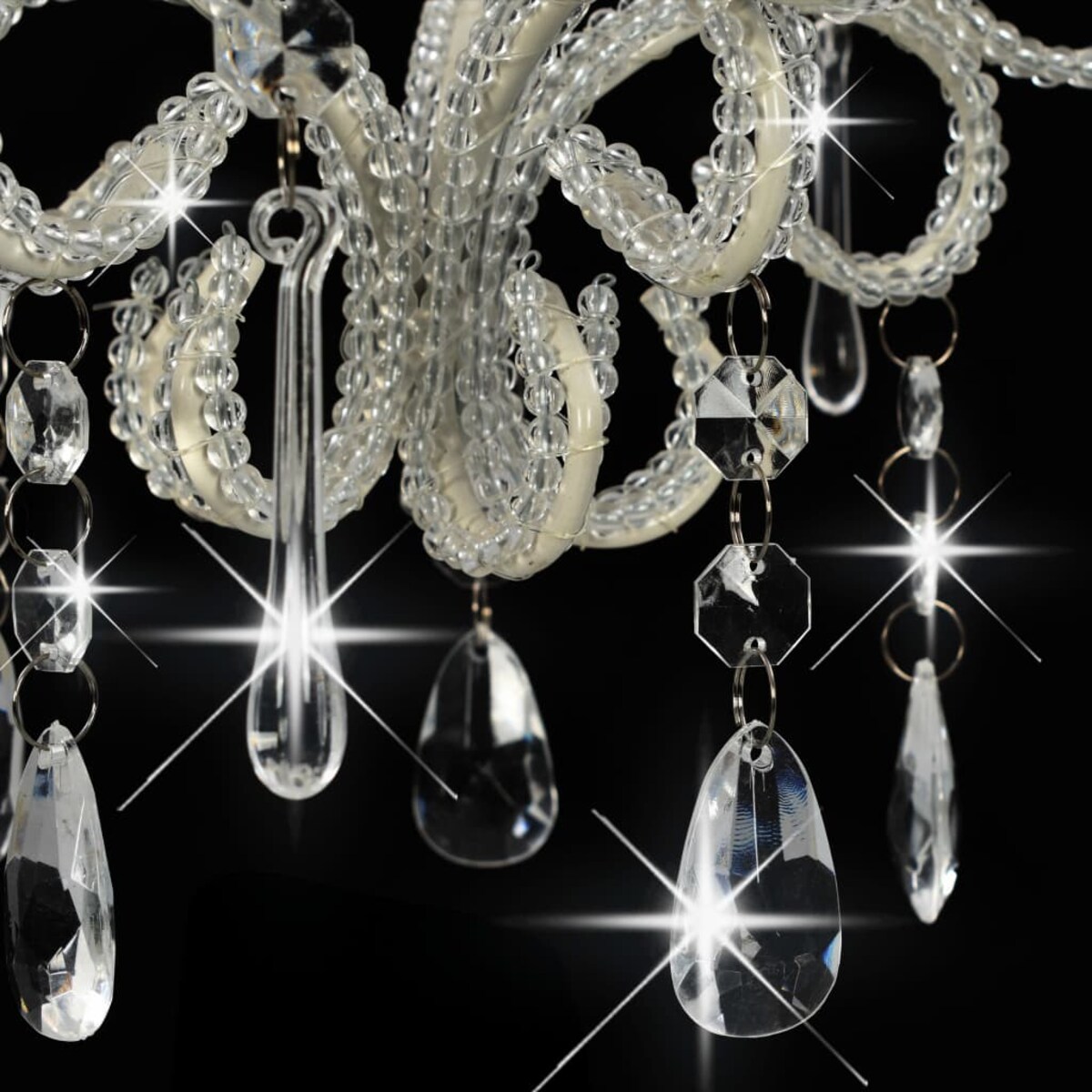 vidaXL Lampa sufitowa z koralikami, biała, okrągła, E14