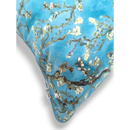 Niebieska poduszka dekoracyjna w kwiaty 45x45 cm Sakura