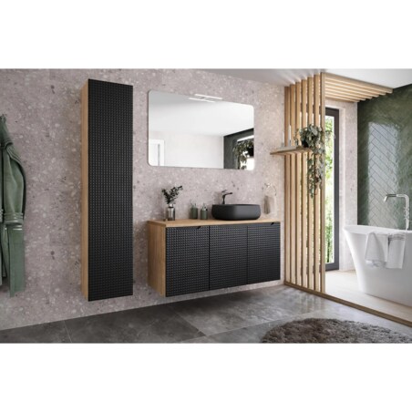 Szafka pod umywalkę LUXOR BLACK 82-120-3D 120cm dąb olejowany/czarna