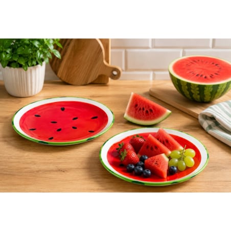 2x Talerz deserowy ceramiczny Tropicana arbuz 20 cm na desery owoce piknik