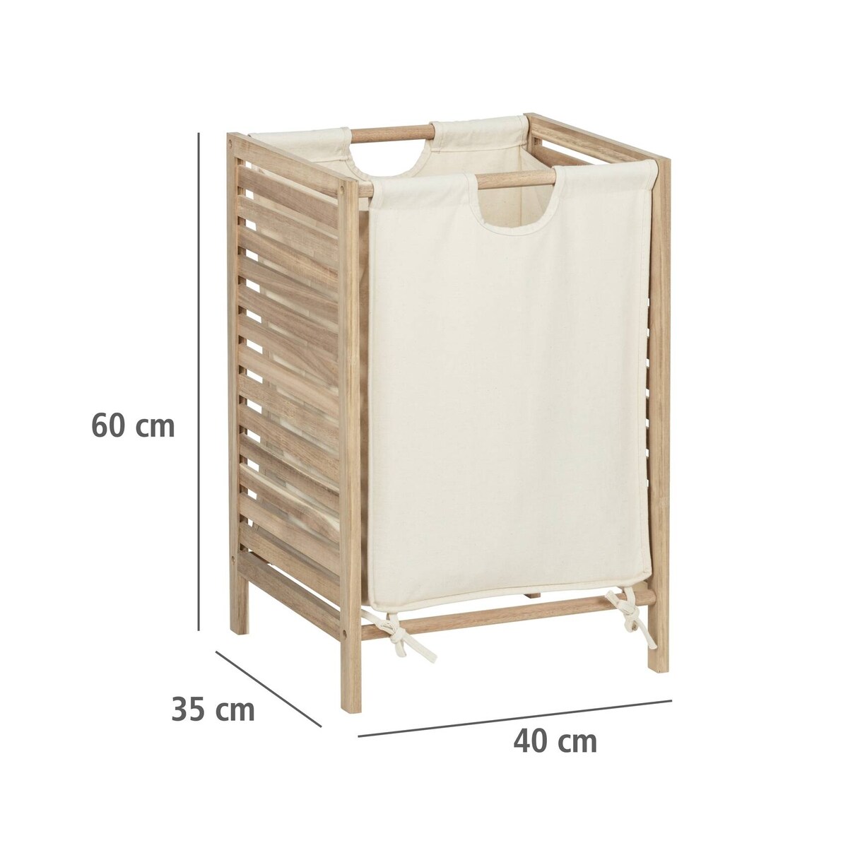 Kosz na pranie ze stelażem z drewna akacjowego ACINA, 48 l, WENKO