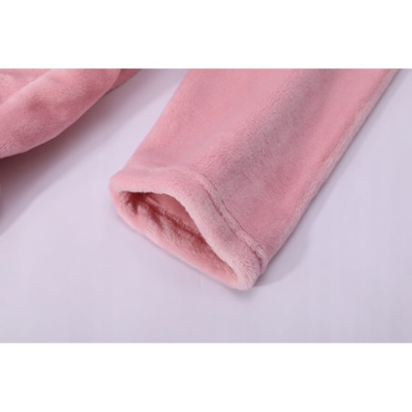 Gruby Szlafrok Damski Pluszowy Długi Ciepły miękki L/XL Puder z Wiązaniem