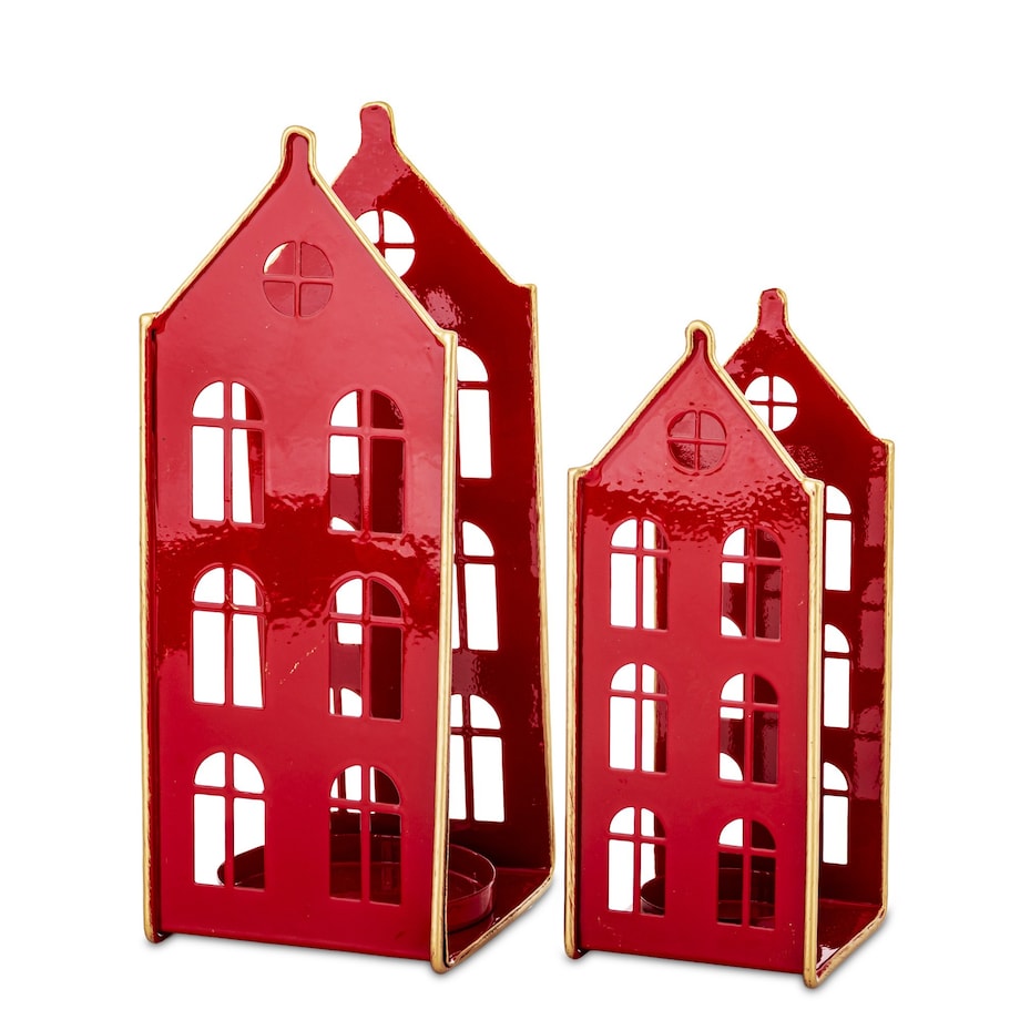 Świecznik metalowy 2 szt. domek 23x9x9,5 cm PIROS big