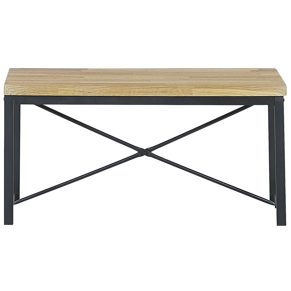 Zestaw do jadalni stół 2 krzesła i ławka jasne drewno z czarnym FLIXTON